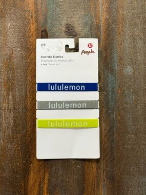lululemon Flat Hair Elastics Set of 6 Multicolor Logo Hair Ties No Crease NWT